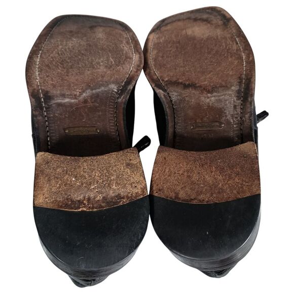 Mezlan Dress 13 Mens Black Genuine Lizard Derby Square Toe Lace Up Animal Print - Picture 11 of 12